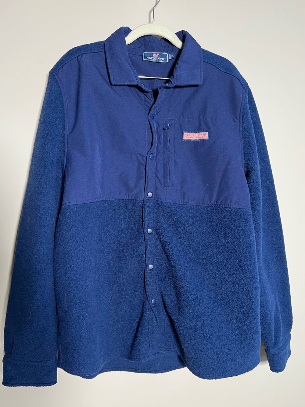 Vineyard Vines Men's Two-Tone Navy Fleece Shirt Jacket